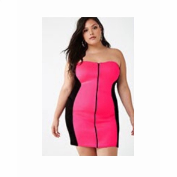 NEON PINK NEOPRENE SCUBA DRESS 🎀 - Picture 2 of 14